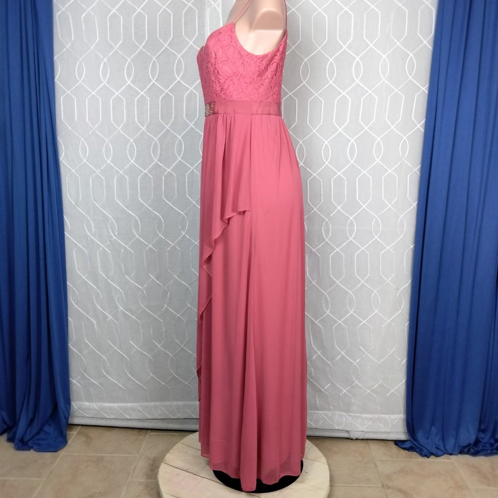 Adriana Papell Gown Salmon Peach Bridesmaid, Prom, evening gown Lace Top8 - Picture 6 of 10